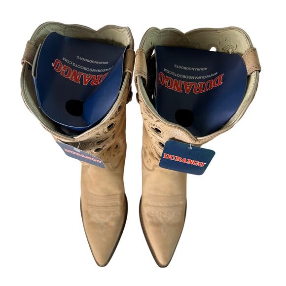 Durango Crush Heartfelt Cowboy Boots Women's 8M Western Tan Heart Cut-Out - Picture 10 of 12